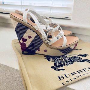Burberry Heart Wedge Sandals, 39.5